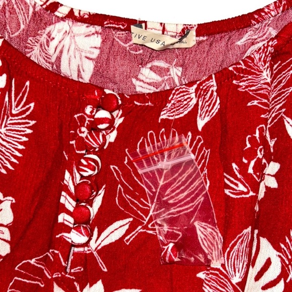 NWT Active USA 2 Piece Set Top & Skirt- Red with White floral- Size Small - Picture 6 of 11